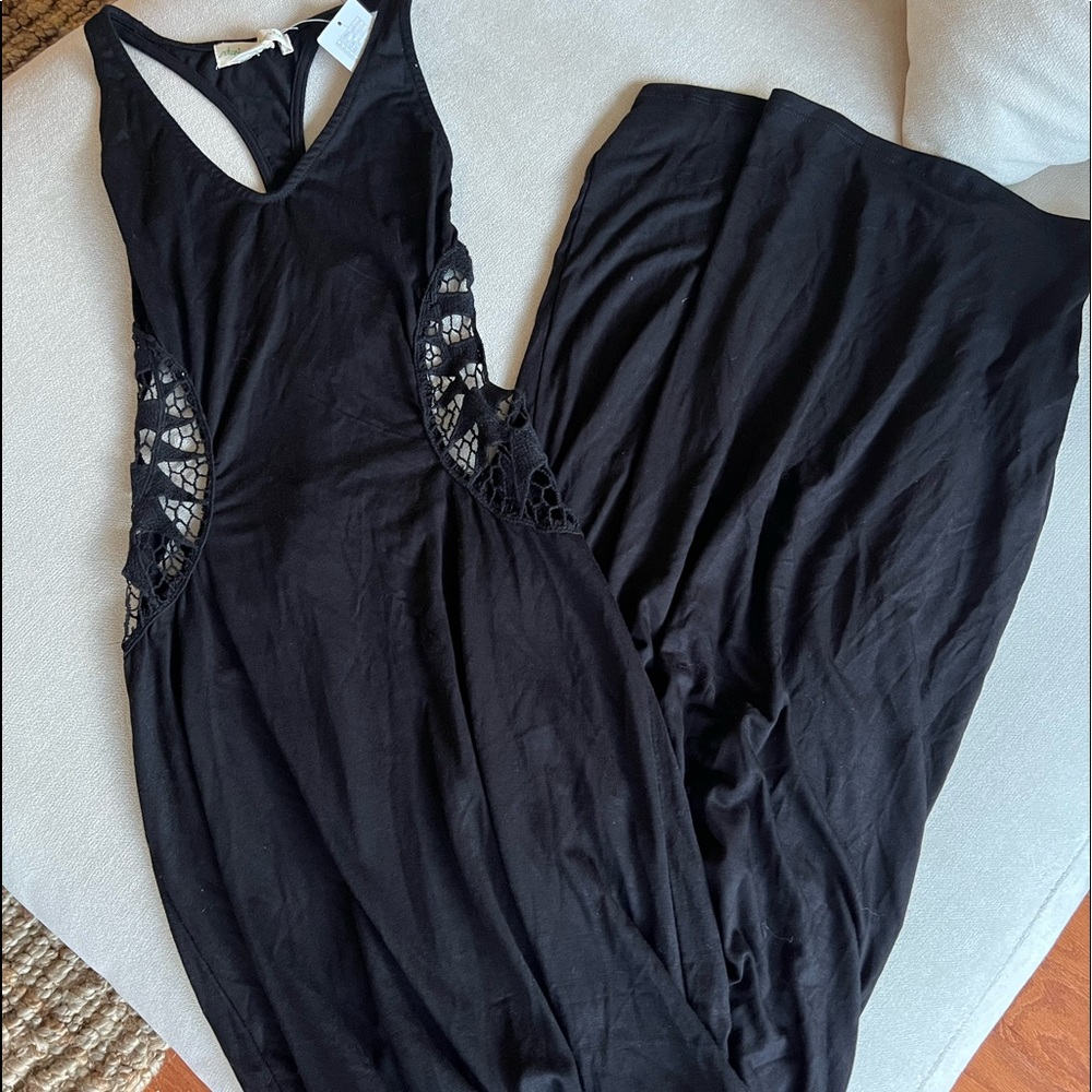 urban outfitters black crochet maxi dress